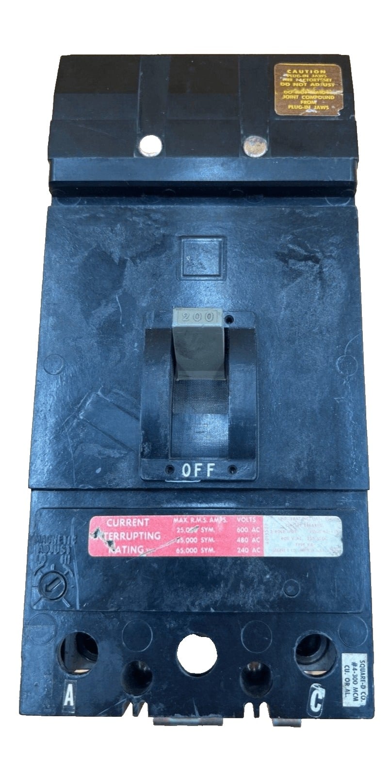 200 Amps, Square D #KH26200AC, I-Line Circuit Breaker, 2-Pole, 600 Volts (2 available)