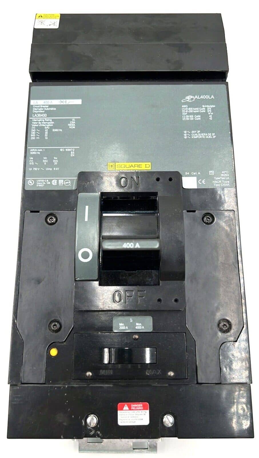 400 Amps, Square D #LA36400, I-Line Circuit Breaker, 3-Pole, 600 Volts