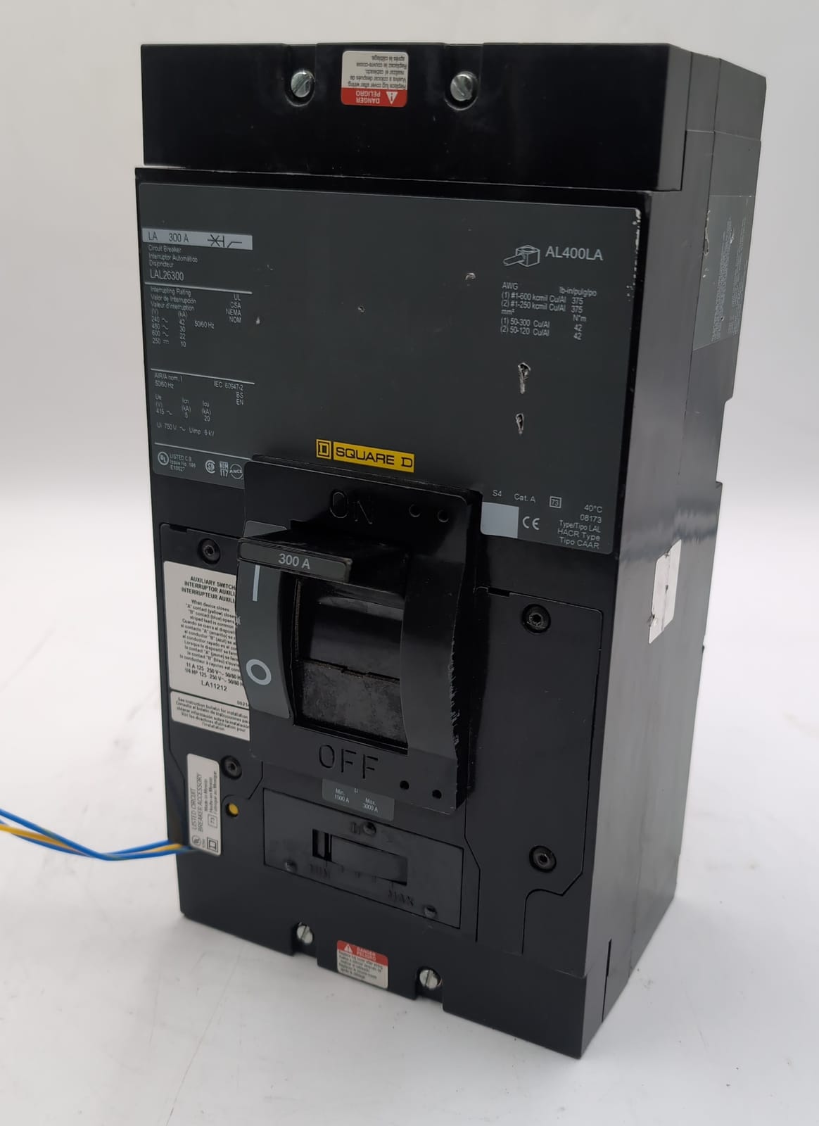 300 Amps, Square D #LAL26300, Circuit Breaker, 2-Pole, 600 Volts, 22kA (2 available)