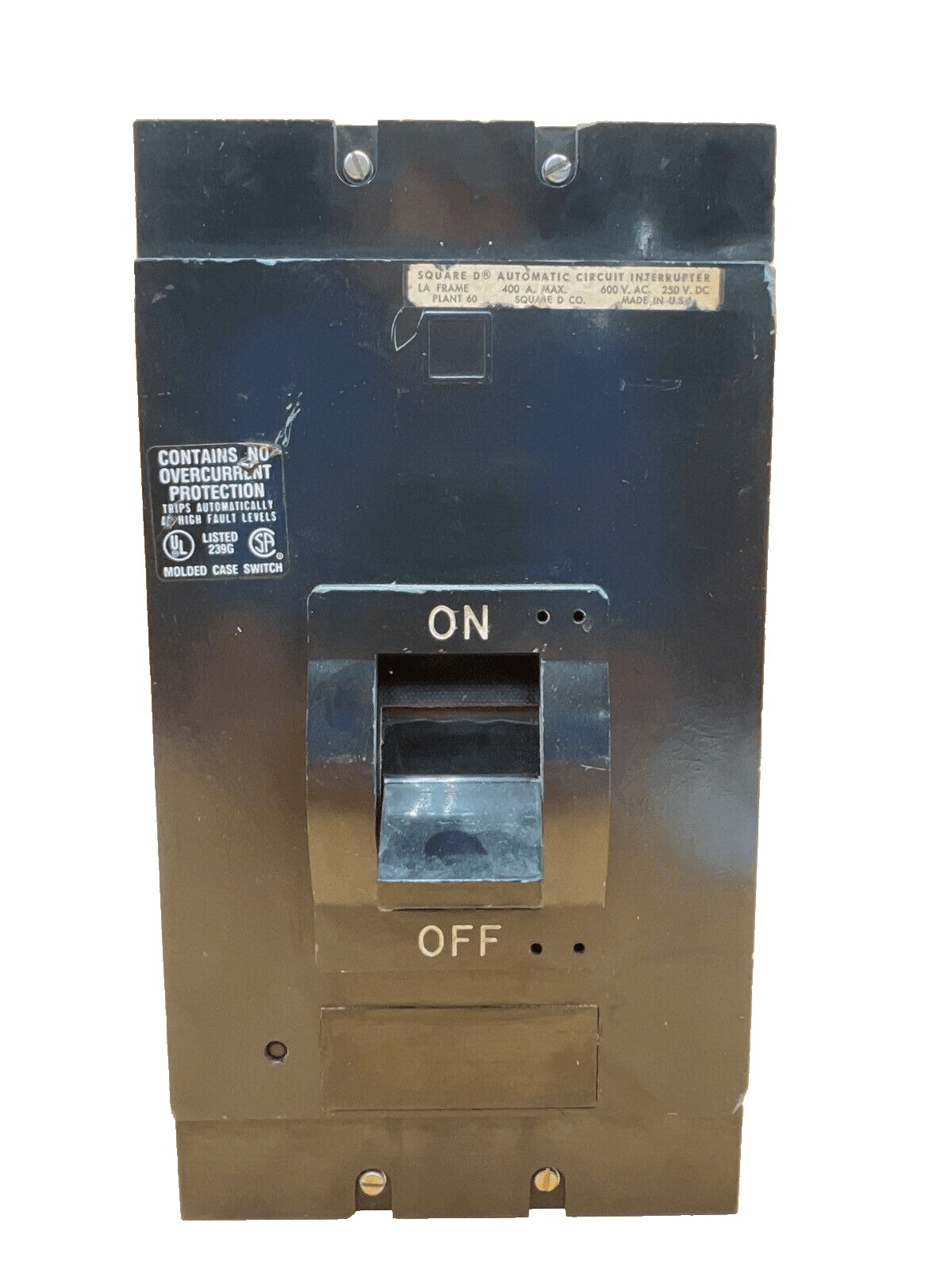 400 Amps, Square D #LAL36000M, Circuit Breaker, 3-Pole, 600 Volts, Bolt-On