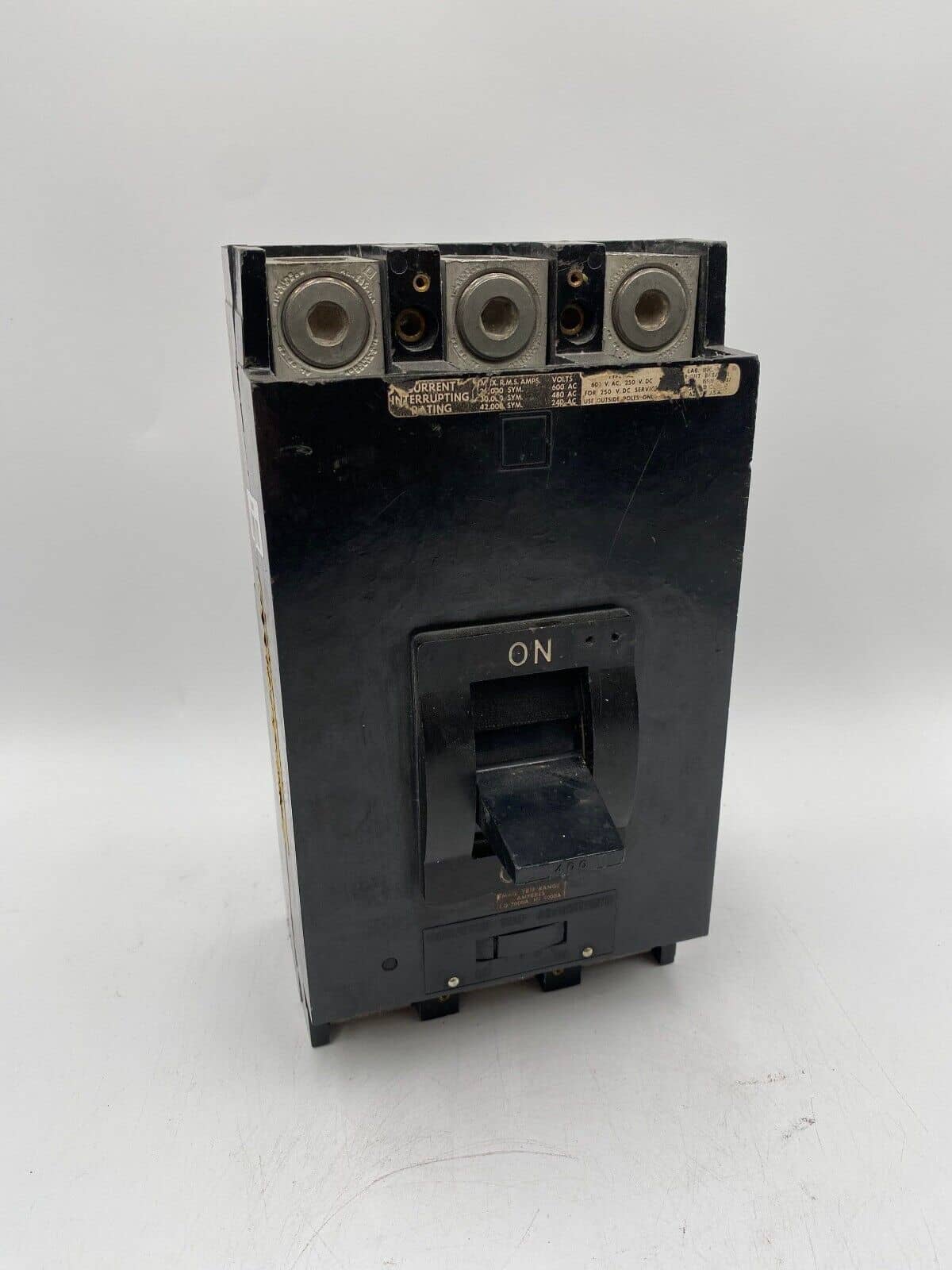 400 Amps, Square D #LAL36400, Circuit Breaker, 3-Pole, 600 Volts, Bolt-On