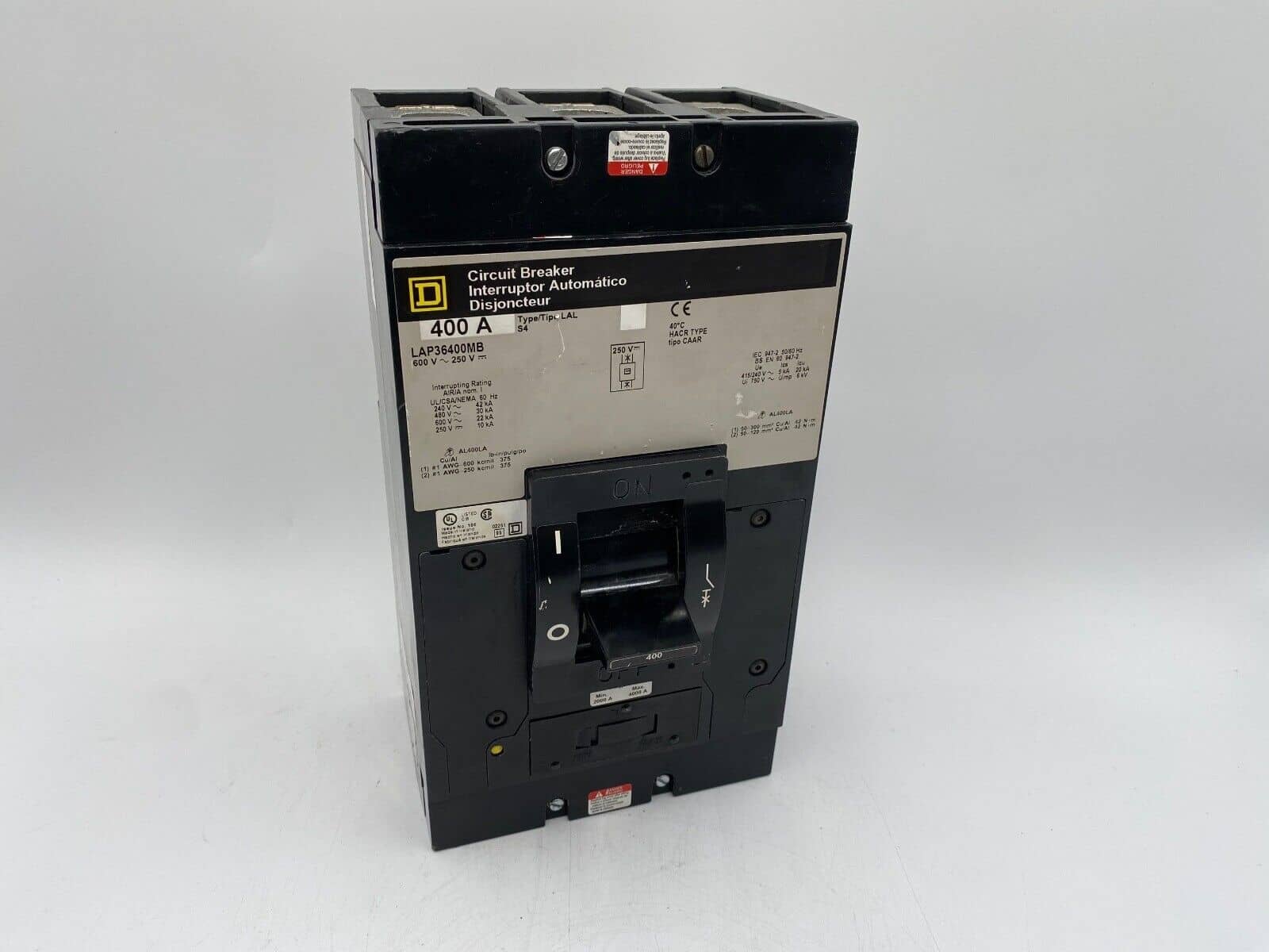 400 Amps, Square D #LAP36400MB, Circuit Breaker, 3-Pole, 600 Volts, Bolt-On, NEW
