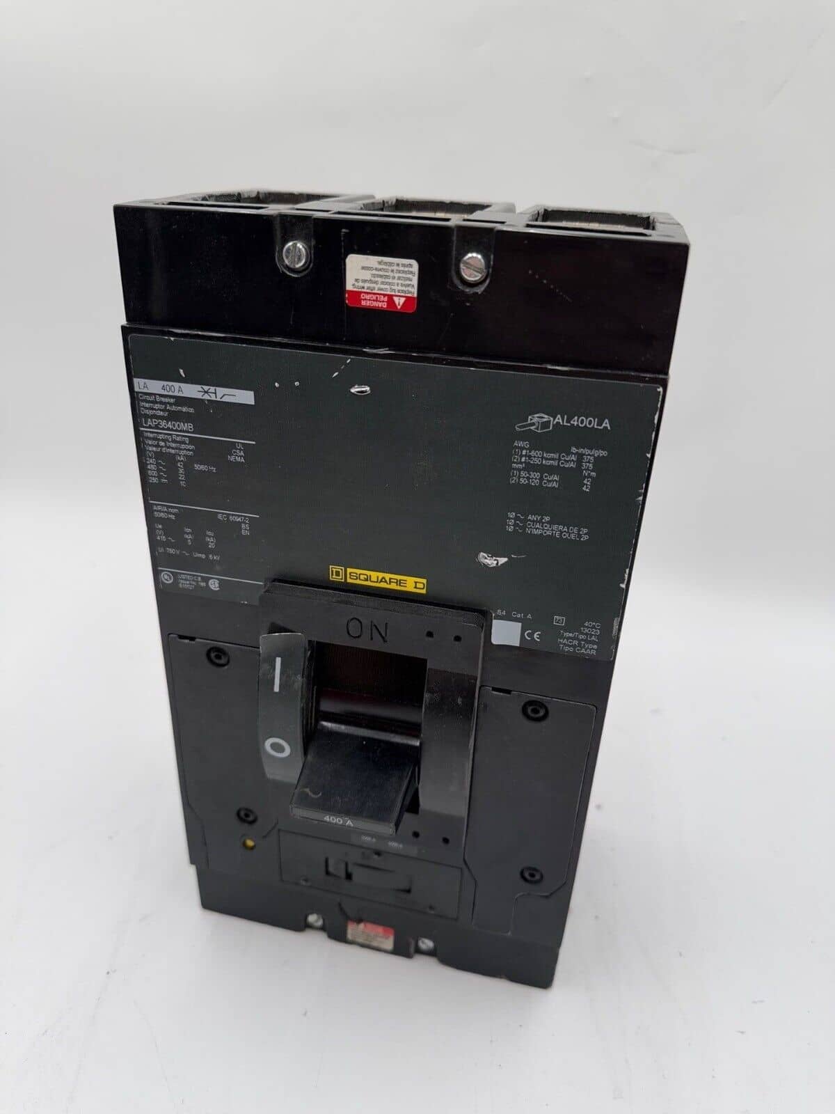 400 Amps, Square D #LAP36400MB, Circuit Breaker, 3-Pole, 600 Volts, Bolt-On