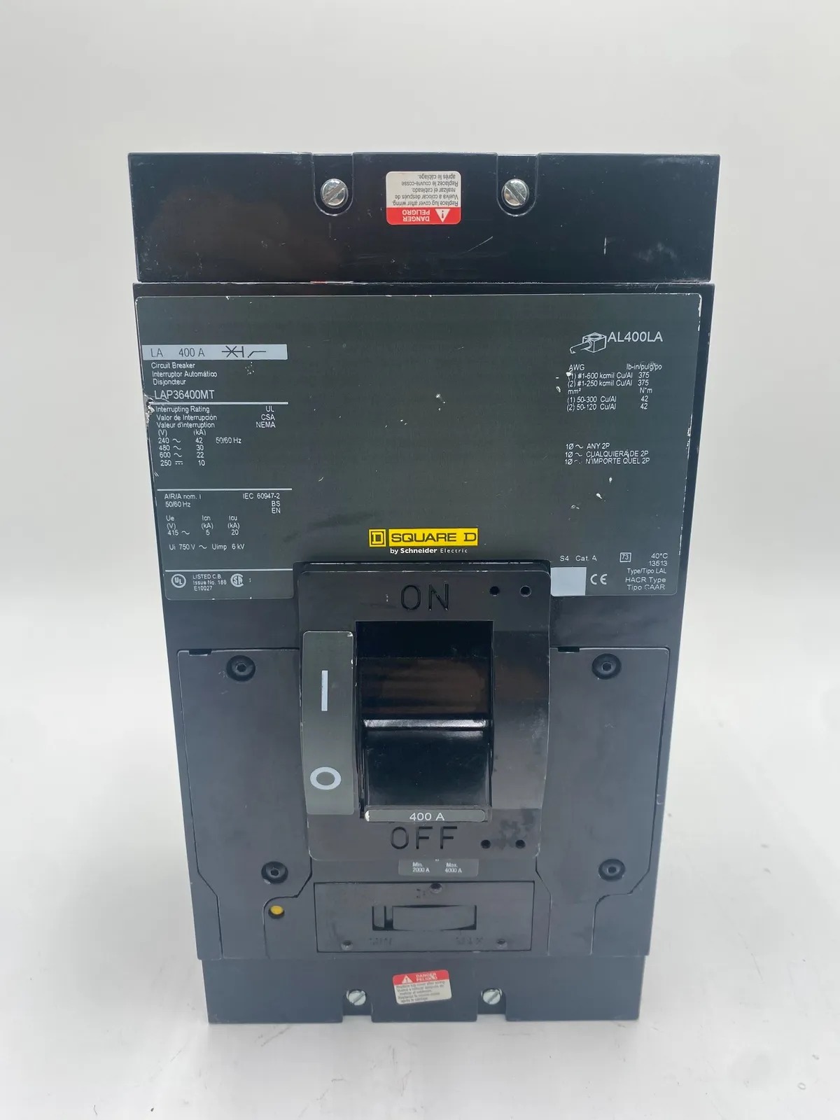 400 Amps, Square D #LAP36400MT, Circuit Breaker, 3-Pole, 600 Volts