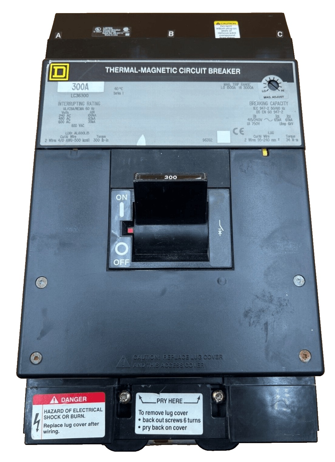 300 Amps, Square D #LC36300, I-Line Circuit Breaker, 3-Pole, 600 Volts