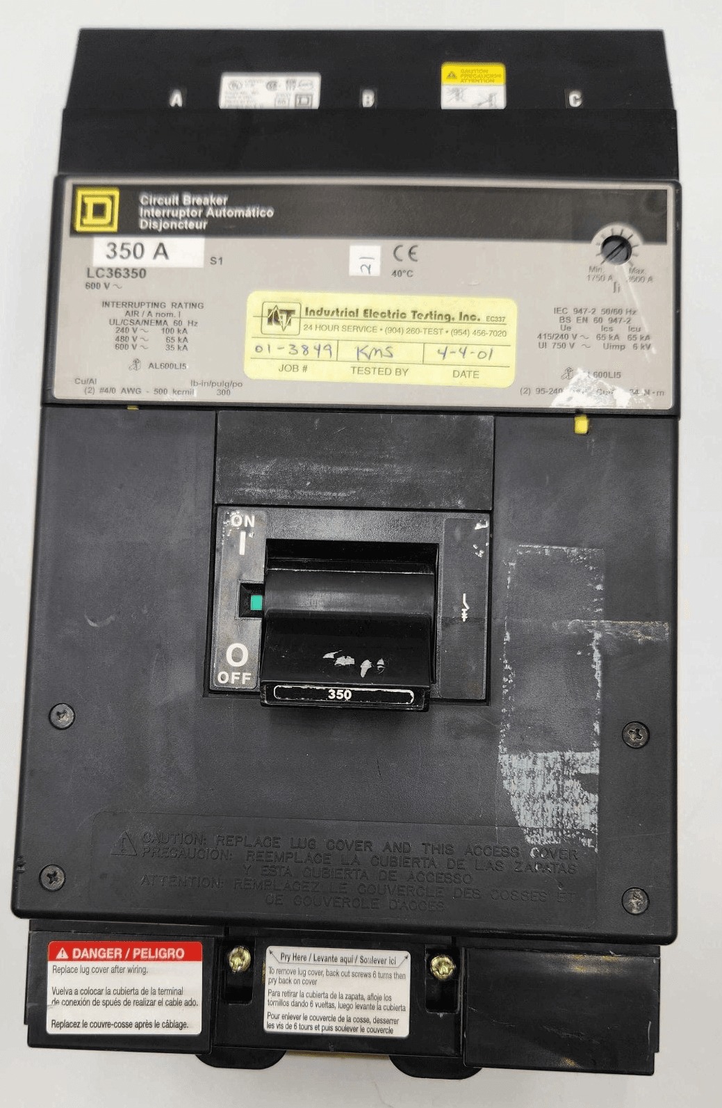 350 Amps, Square D #LC36350, Circuit Breaker, 3-Pole, 600 Volts
