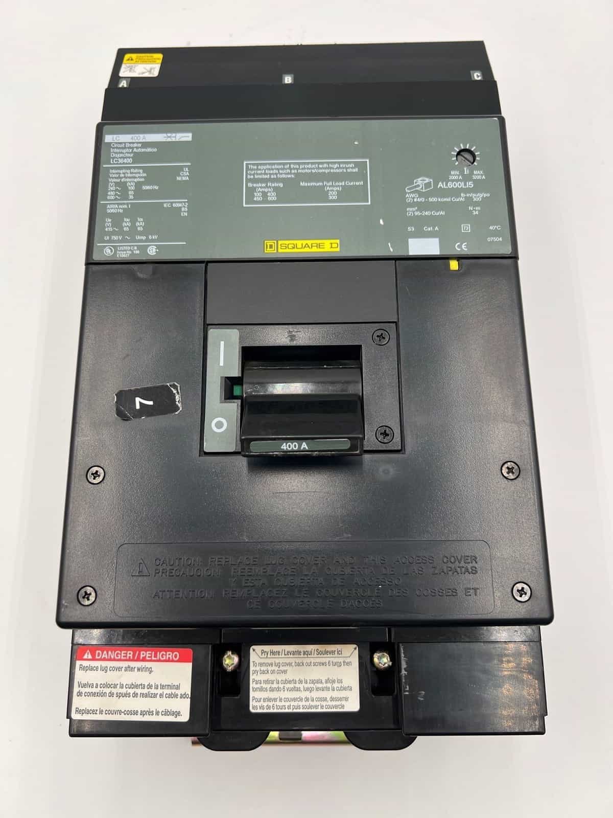 400 Amps, Square D #LC36400, I-Line Circuit Breaker, 3-Pole, 600 Volts (2 available)