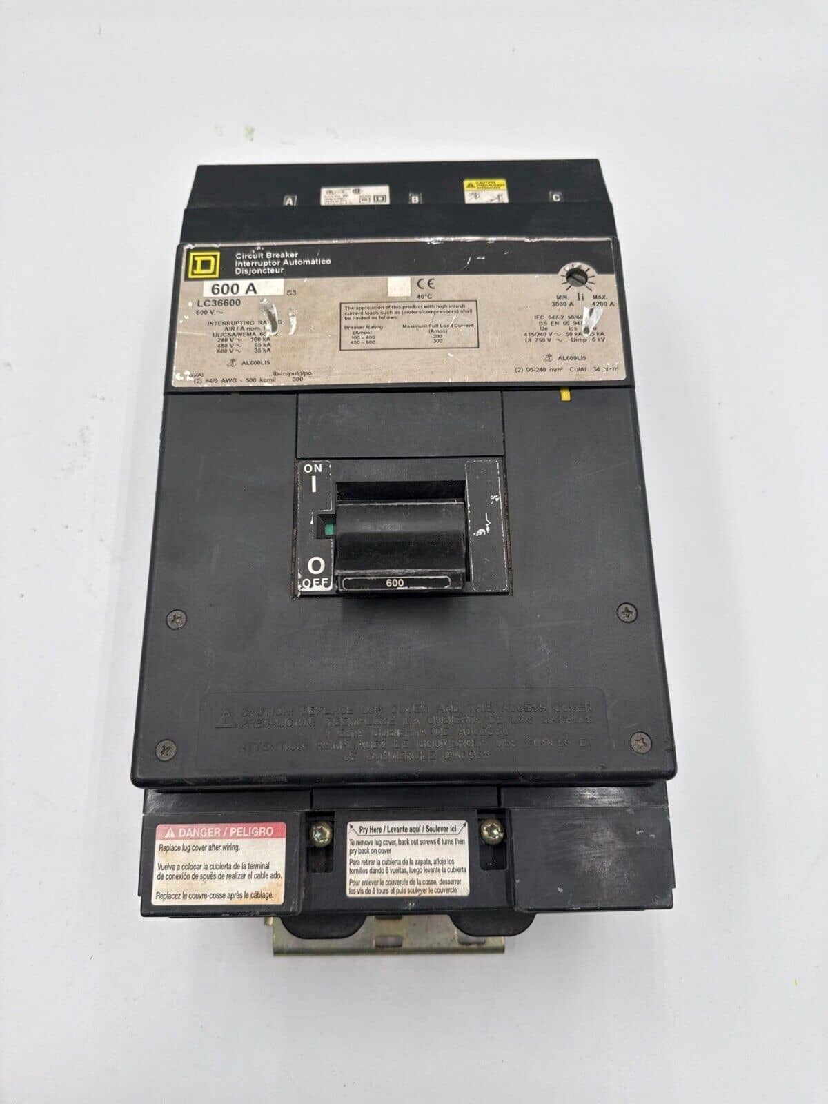 600 Amps, Square D #LC36600, I-Line Circuit Breaker, 3-Pole, 600 Volts (2 available)