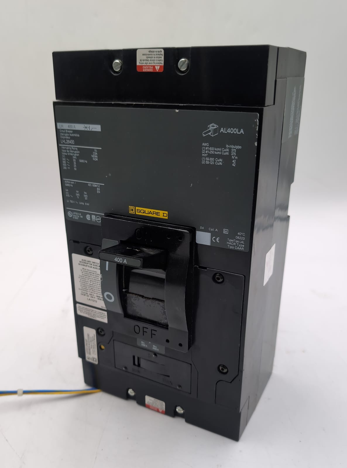 400 Amps, Square D #LHL26400, Circuit Breaker, 2-Pole, 600 Volts (2 available)