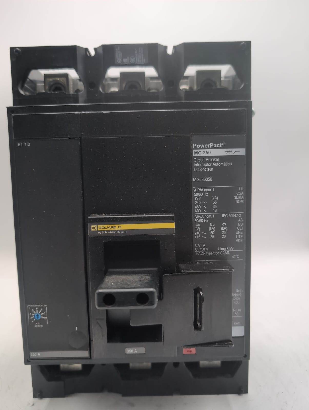 350 Amps, Square D #MGL36350, Circuit Breaker, 3-Pole, 600 Volts