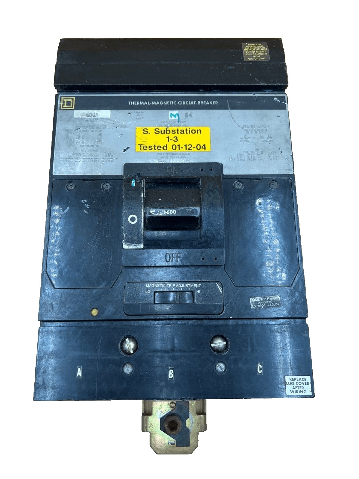 600 Amps, Square D #MH36600, I-Line Circuit Breaker, 3-Pole, 600 Volts
