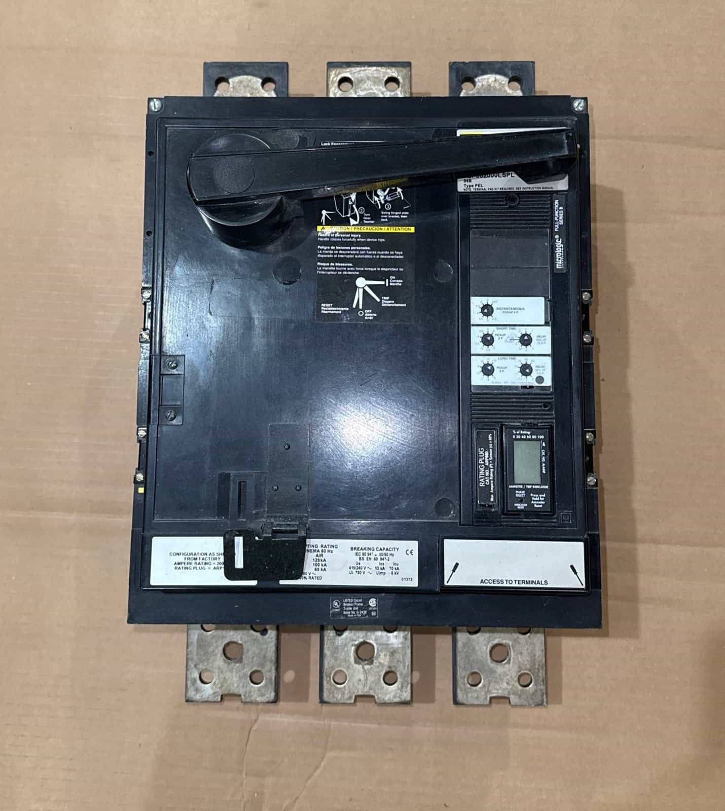 2000 Amps, Square D #PEF362000LSPL, Circuit Breaker, 3-Pole, 600 Volts, LSI, ARP060 Rating Plug