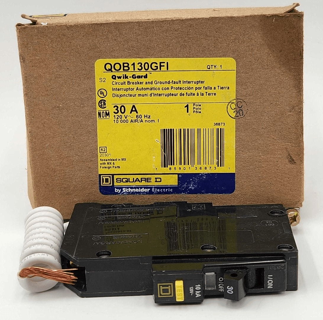 30 Amps, Square D #QO130GFI, Circuit Breaker, 1-Pole, 120 Volts, NEW