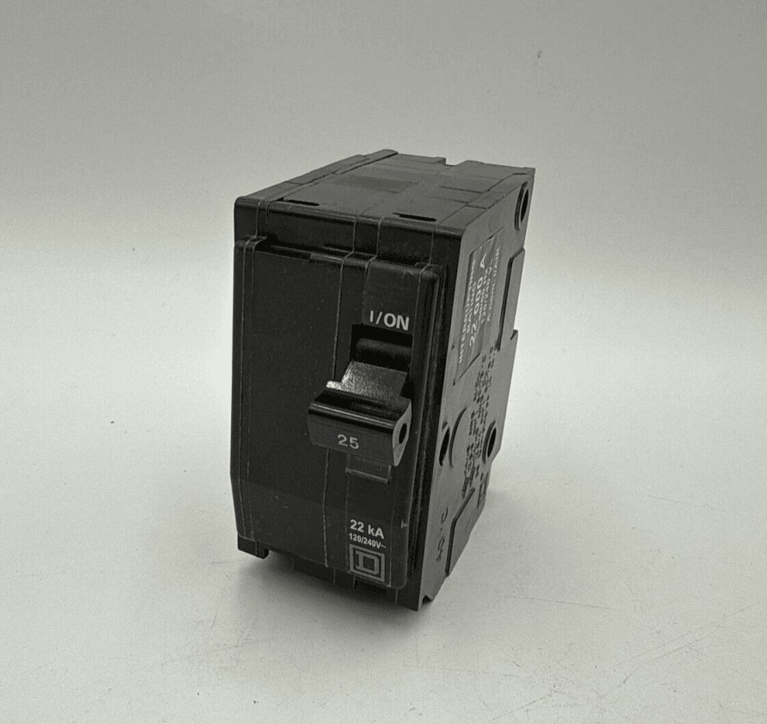 25 Amps, Square D #QO225VH, Circuit Breaker, 2-Pole, 240/120 Volts, 22kA, NEW