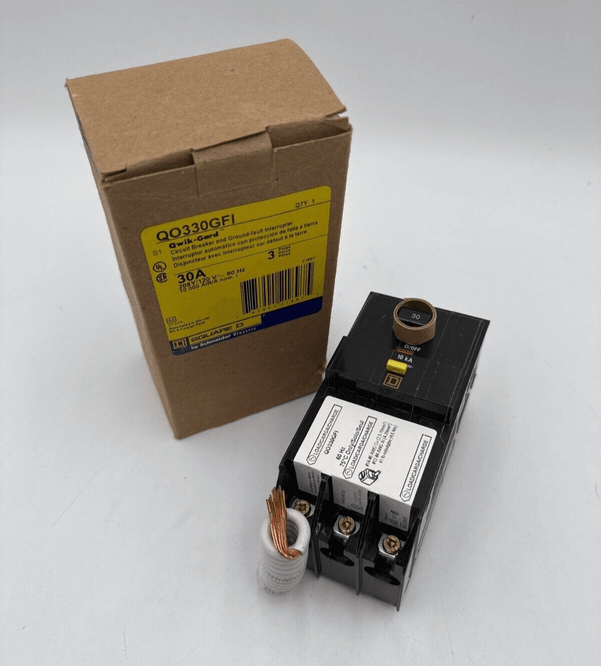 30 Amps, Square D #QO330GFI, Circuit Breaker, 3-Pole, 240/120 Volts, NEW