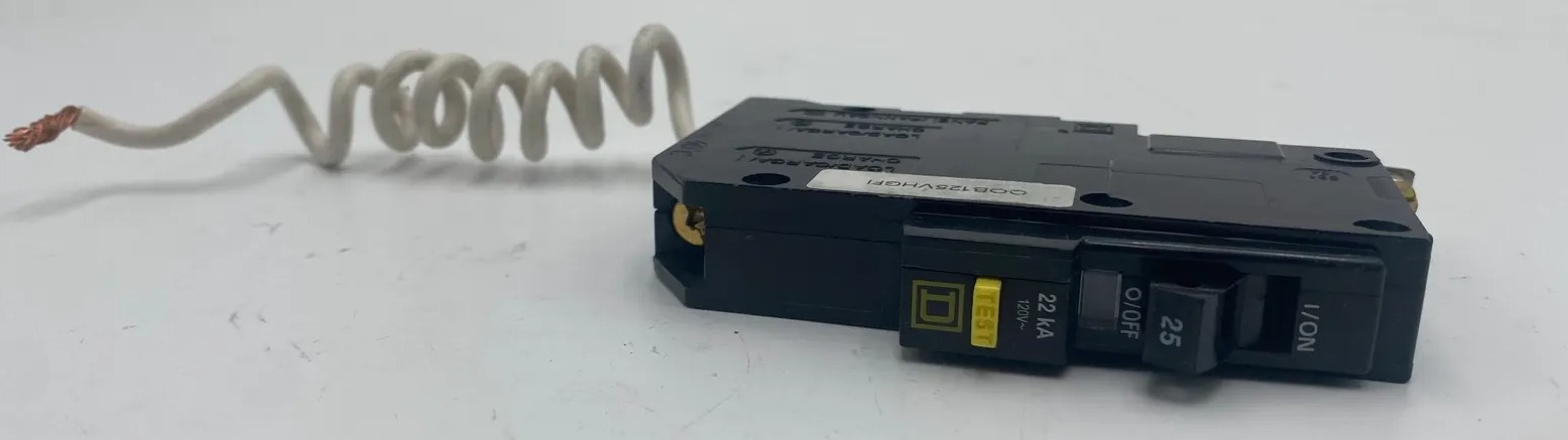 25 Amps, Square D #QOB125VHGFI, Circuit Breaker, 1-Pole, 120 Volts