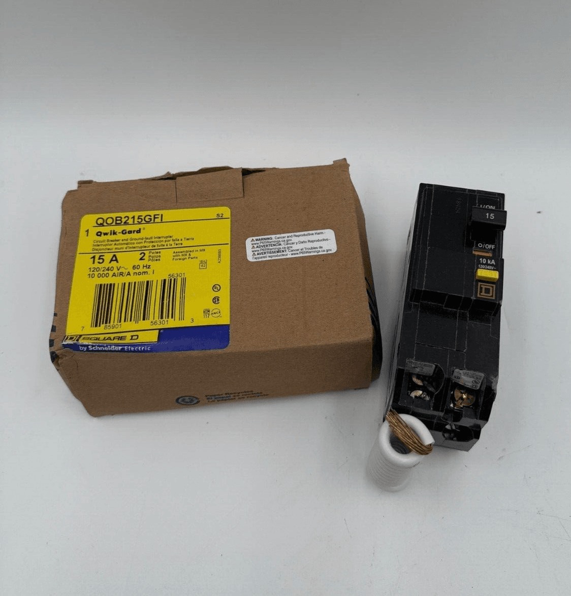 15 Amps, Square D #QOB215GFI, Circuit Breaker, 2-Pole, 240 Volts, NEW