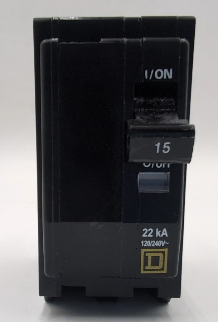 15 Amps, Square D #QOB215VH, Circuit Breaker, 2-Pole, 240 Volts, 22kA, Bolt-On, NEW