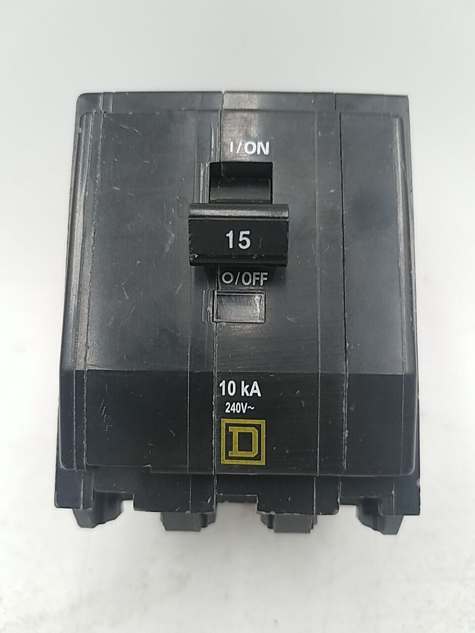 15 Amps, Square D #QOB315, Circuit Breaker, 3-Pole, 240 Volts, 10kA, Bolt-On