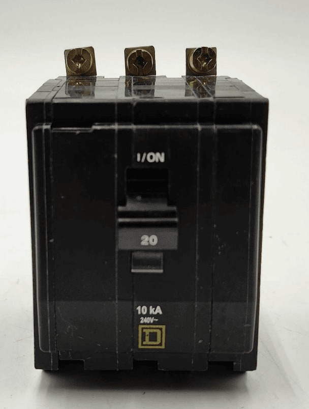 20 Amps, Square D #QOB320, Circuit Breaker, 3-Pole, 240 Volts, 10kA (2 available)
