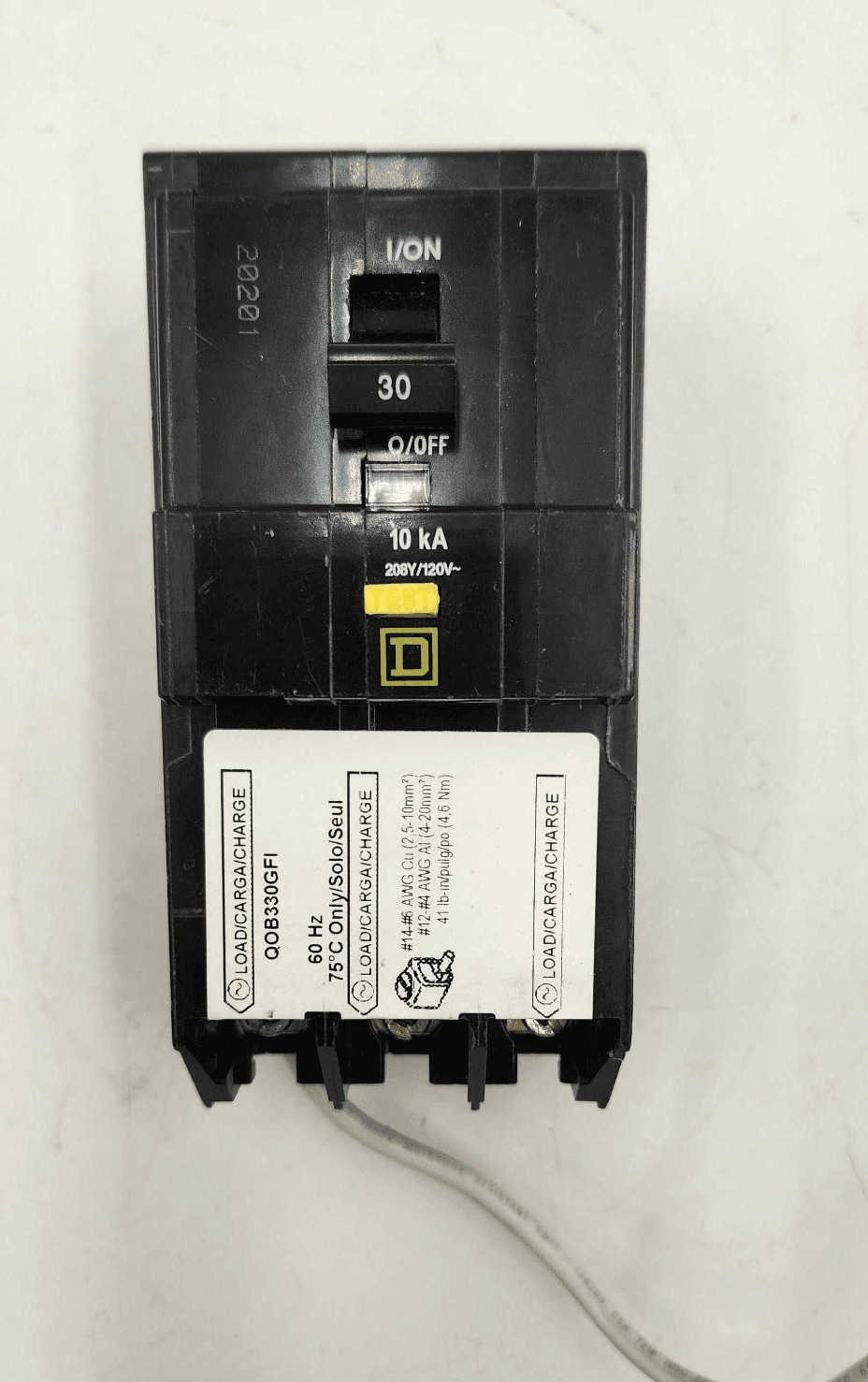 30 Amps, Square D #QOB330GFI, Circuit Breaker, 3-Pole, 240 Volts, 10kA