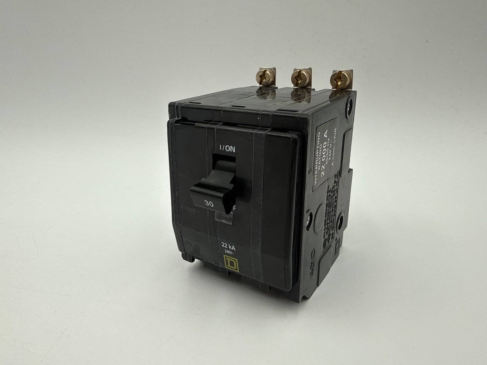 30 Amps, Square D #QOB330VH, Circuit Breaker, 3-Pole, 240 Volts, 22kA, Bolt-On, NEW