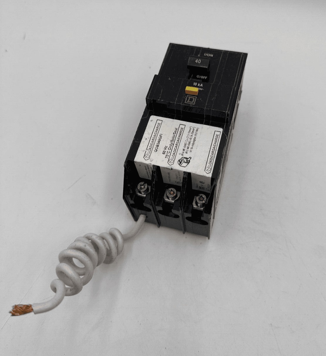 40 Amps, Square D #QOB340GFI, Circuit Breaker, 3-Pole, 240 Volts