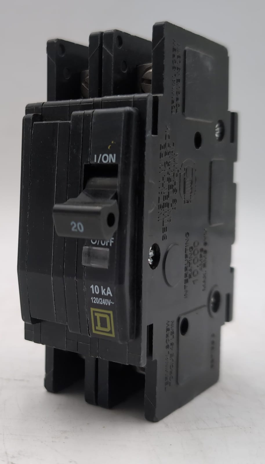 20 Amps, Square D #QOU220, Miniature Circuit Breaker, 2-Pole, 240/120 Volts, 10kA, Bolt-On, NEW