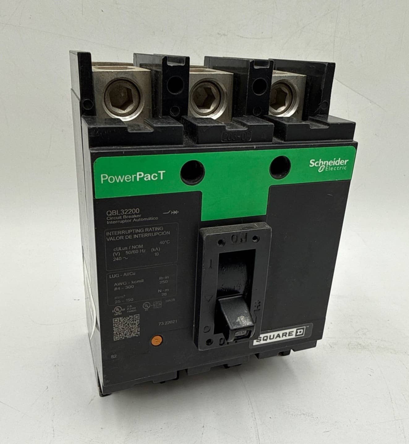 200 Amps, Square D #QBL32200, Circuit Breaker, 3-Pole, 240 Volts, Lug to Lug (2 available)
