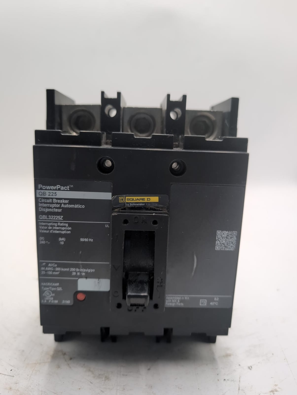 225 Amps, Square D #QBL32225Z, Circuit Breaker, 3-Pole, 600 Volts