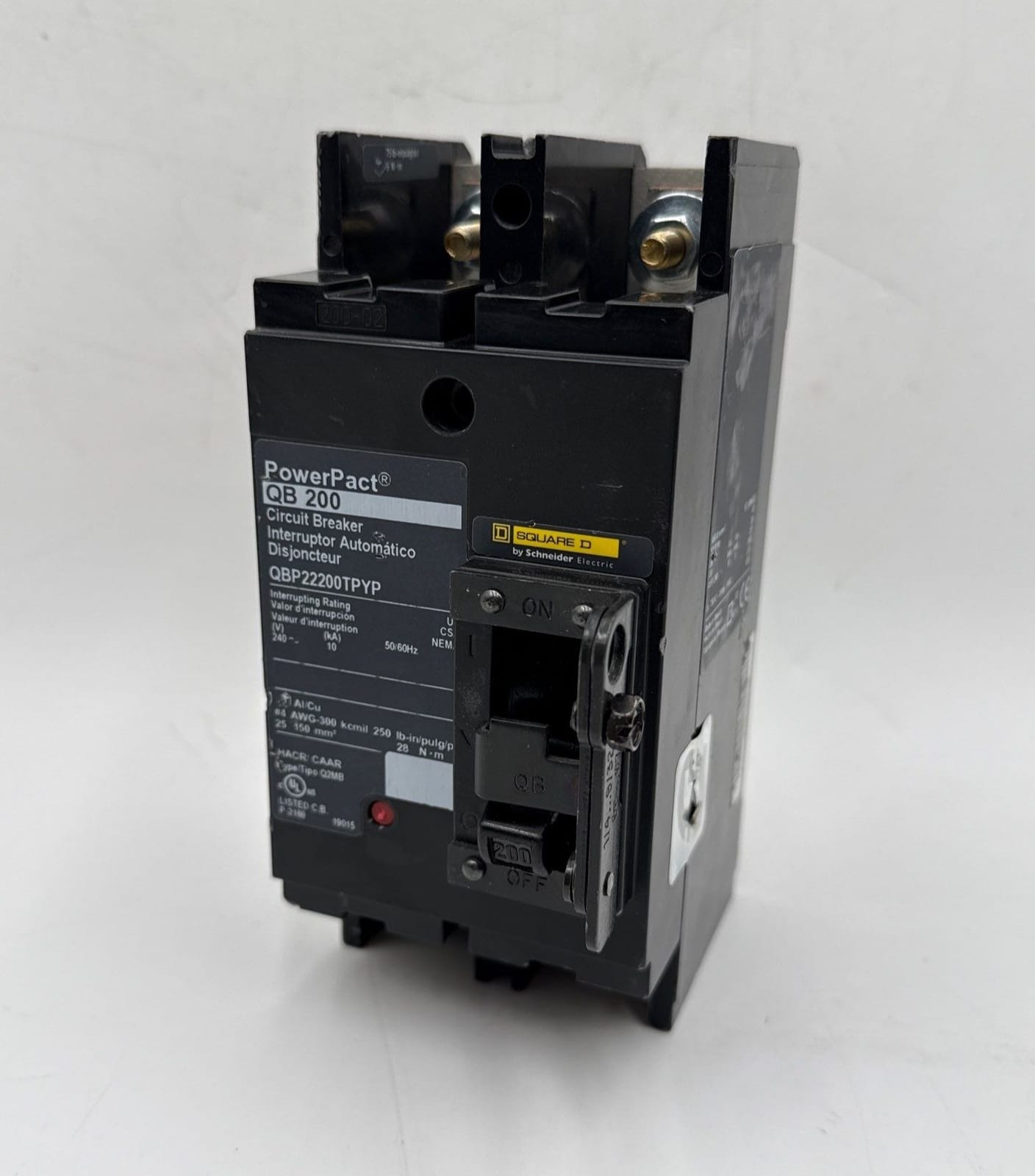 200 Amps, Square D #QBP22200TPYP, Circuit Breaker, 2-Pole, 240 Volts