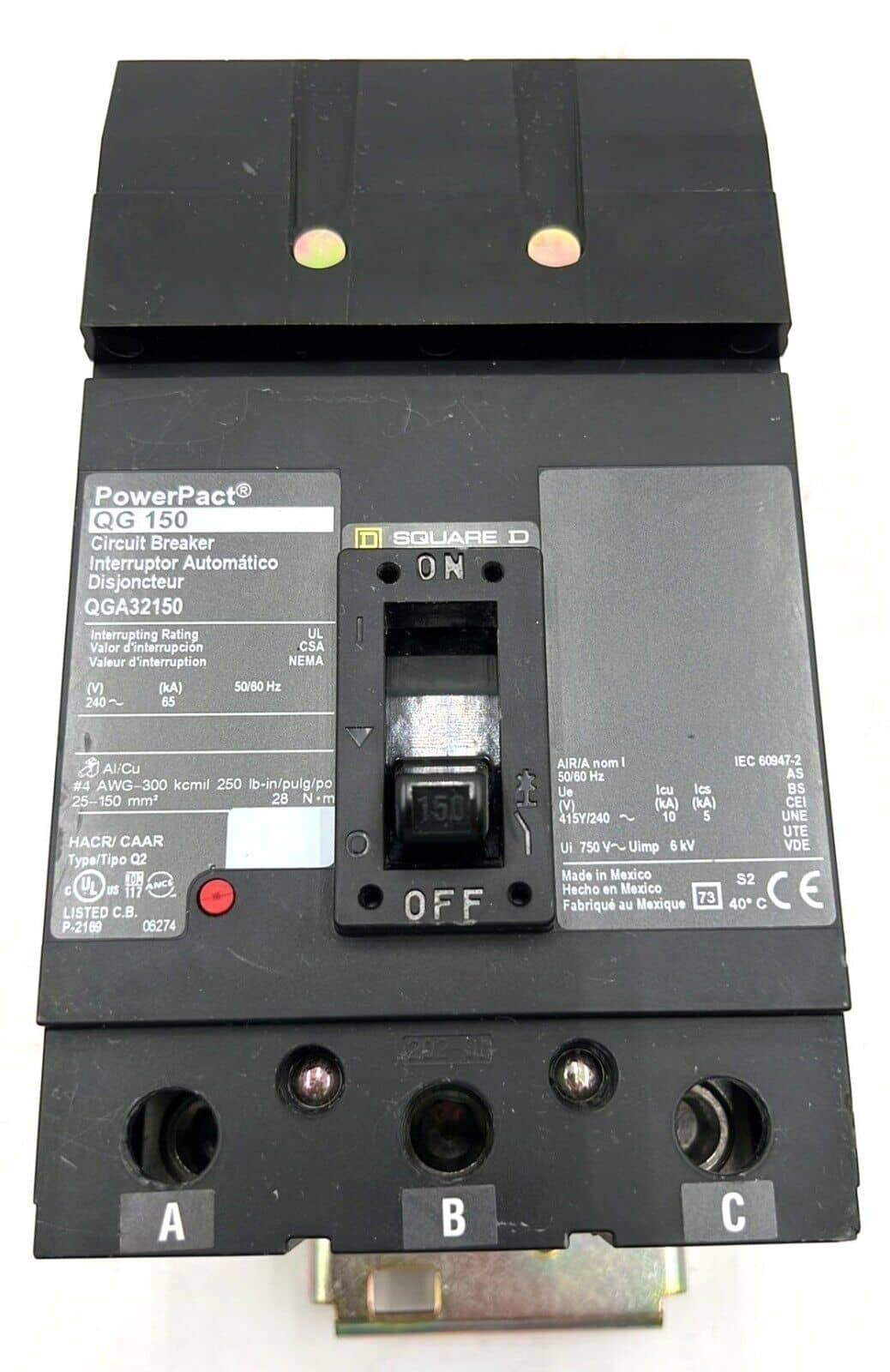150 Amps, Square D #QGA32150, PowerPact I-Line Circuit Breaker, 3-Pole, 240 Volts