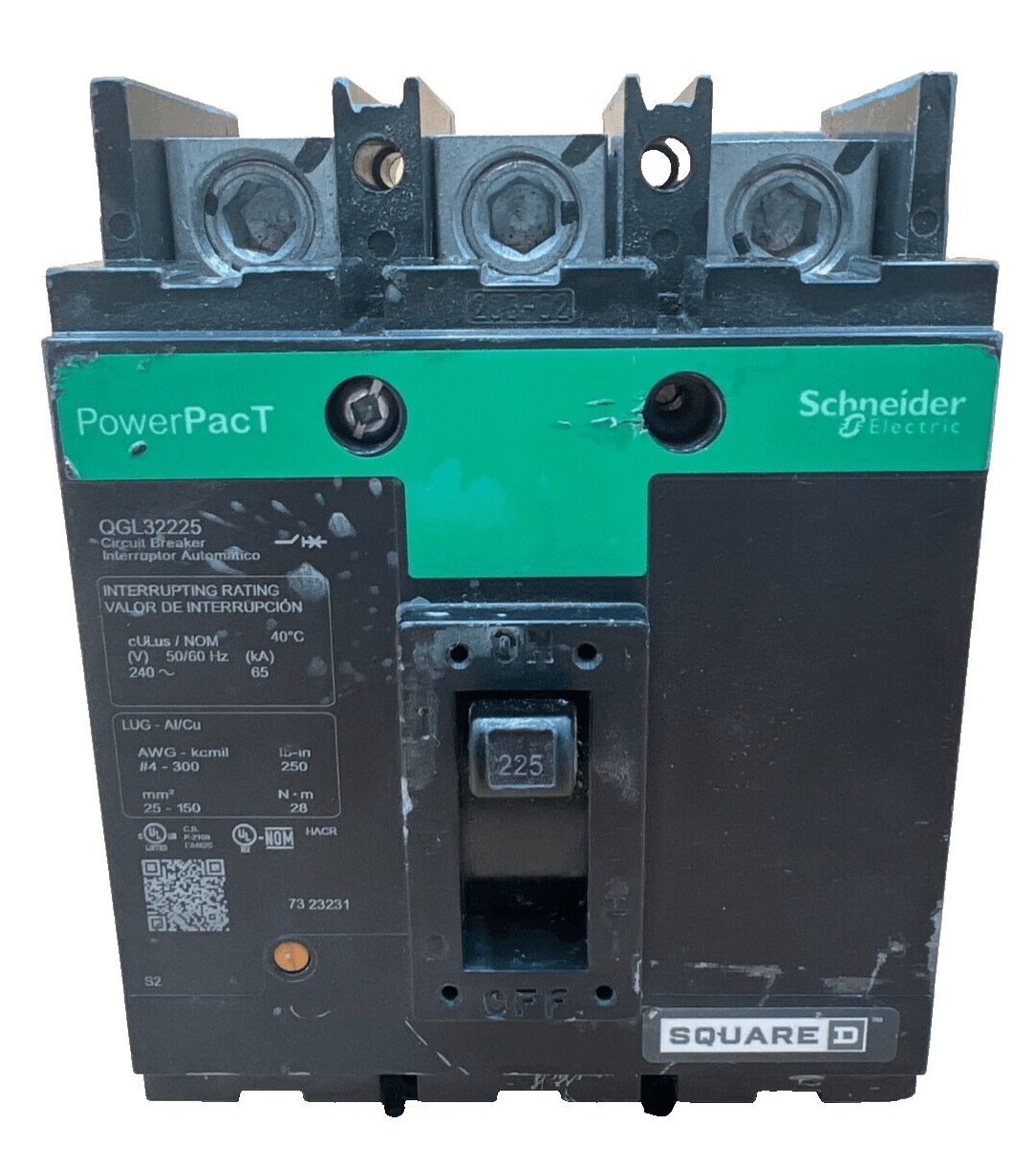 225 Amps, Square D #QGL32225, Circuit Breaker, 3-Pole, 240 Volts