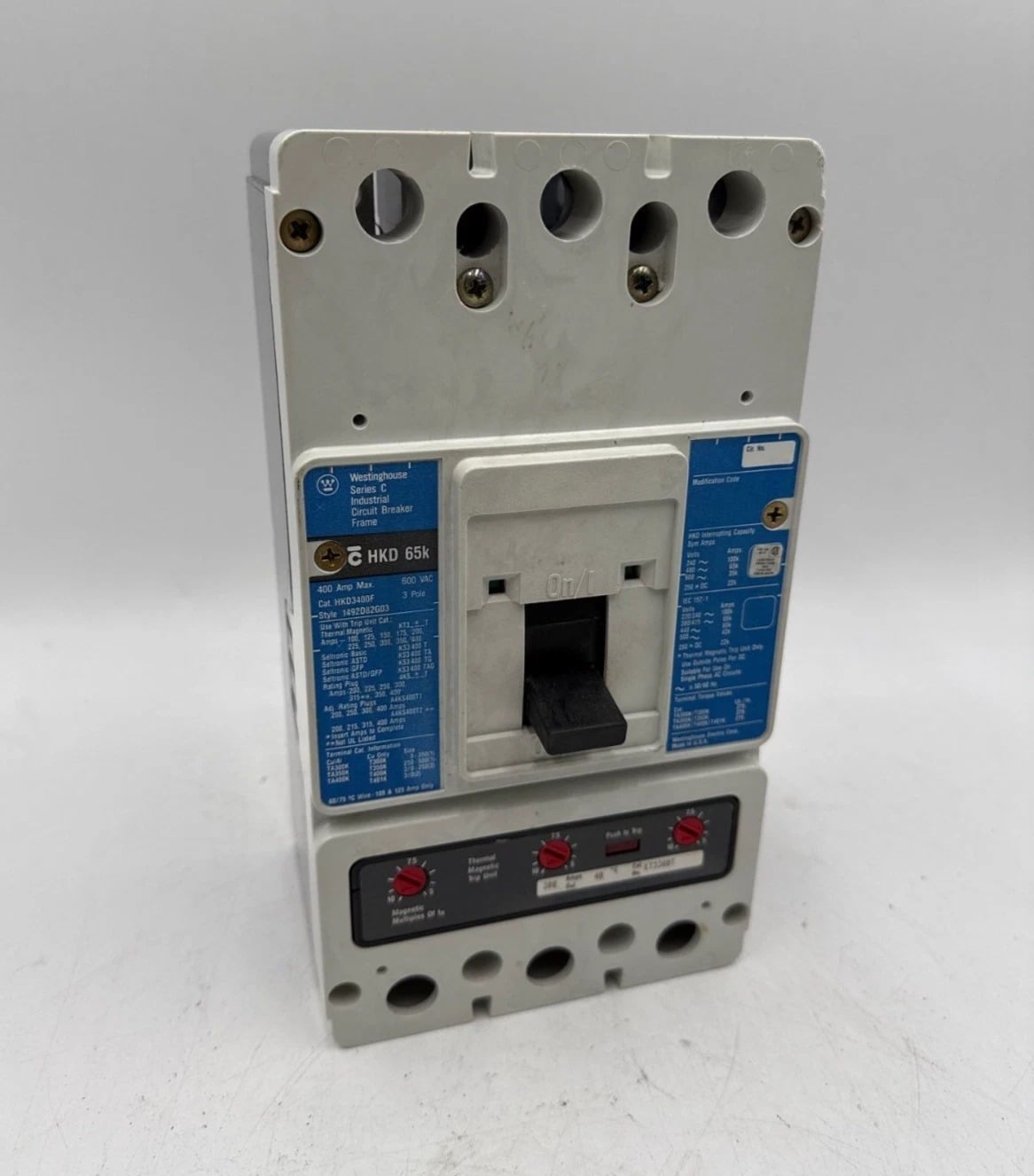 300 Amps, Westinghouse #HKD3300, Circuit Breaker, 3-Pole, 600 Volts