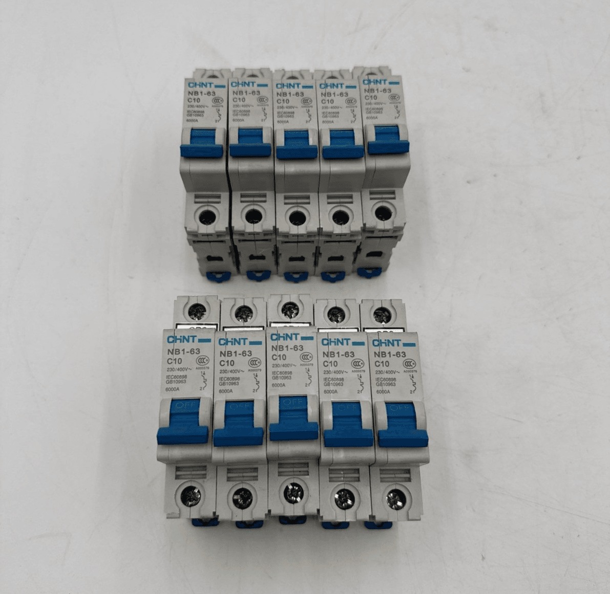 10 Amps, CHINT #NB1-63-C10-1P, Circuit Breaker, 1-Pole, 230/480 Volts, LOT of 10