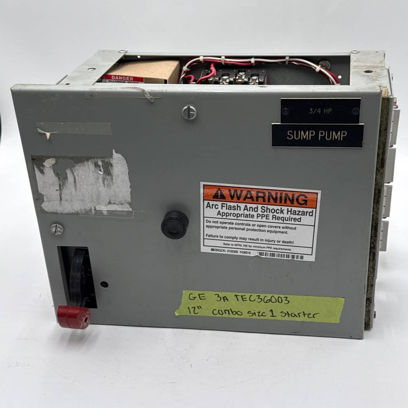 General Electric #8000, 12", 3 Amp, Combo MCC Bucket Size 1 Starter TEC36003 Breaker
