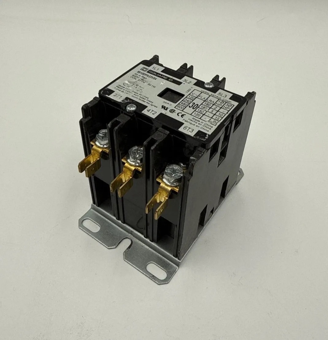 40 Amp. Square D #8910DPA33V04, Definite Purpose Contactor, 3-Pole, 600 Volts, 277 Volts Coil, 3PH, 20 HP