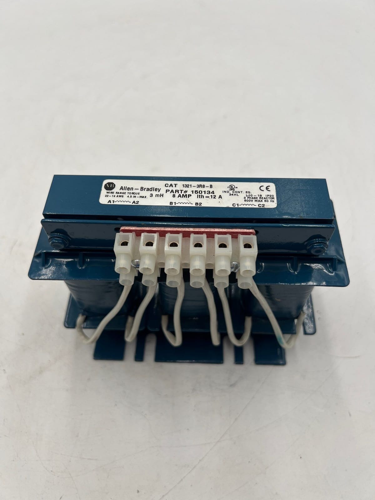 8 Amps, Allen-Bradley #1321-3R8-B, Line Reactor, 3PH, 600 Volts, 50/60 Hz., 0.67mH 3R Series (2 available)