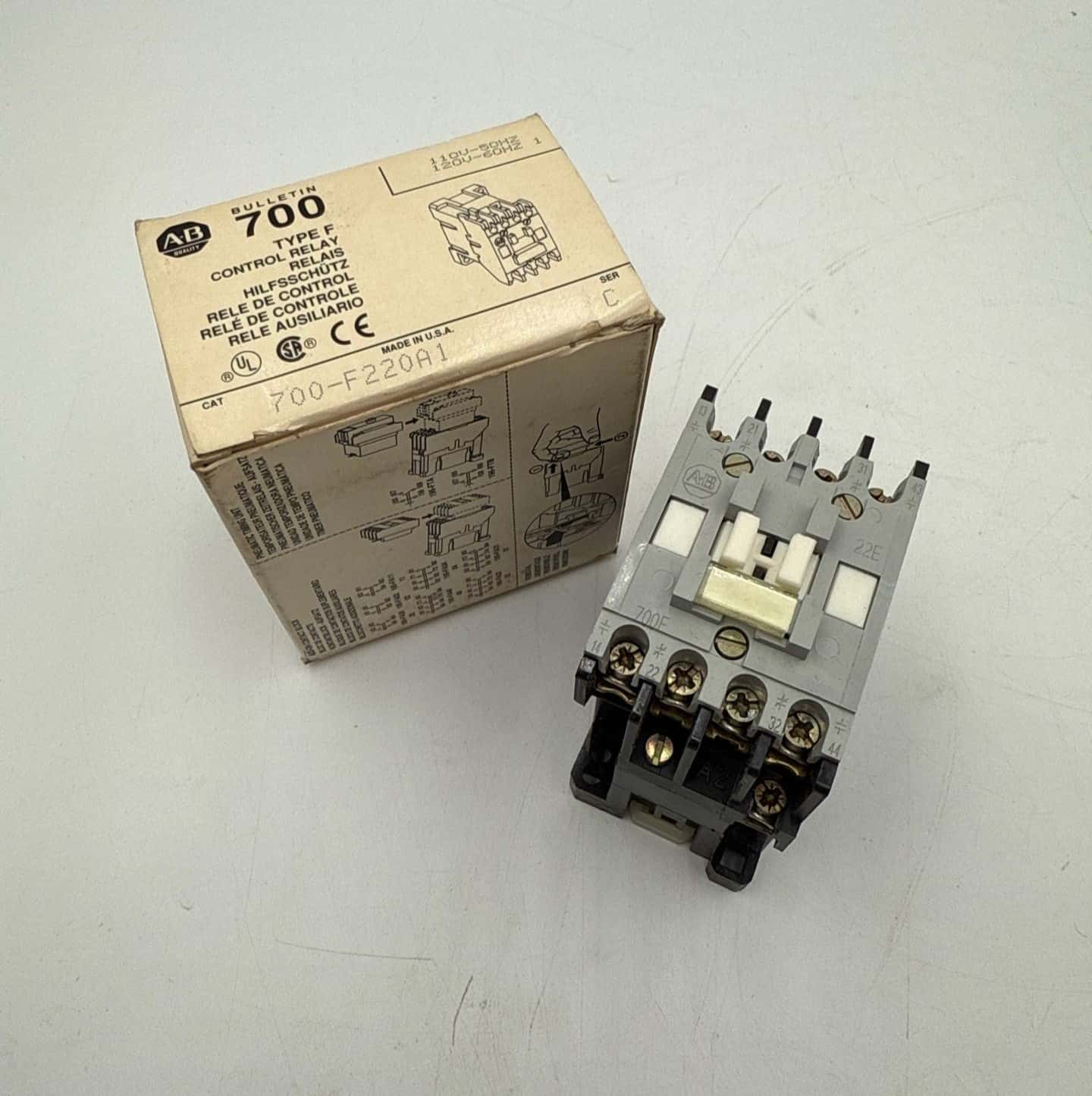 Allen-Bradley #700-F220A1, Control Relay Contactor, 110/120 Volts, COIL, NEW