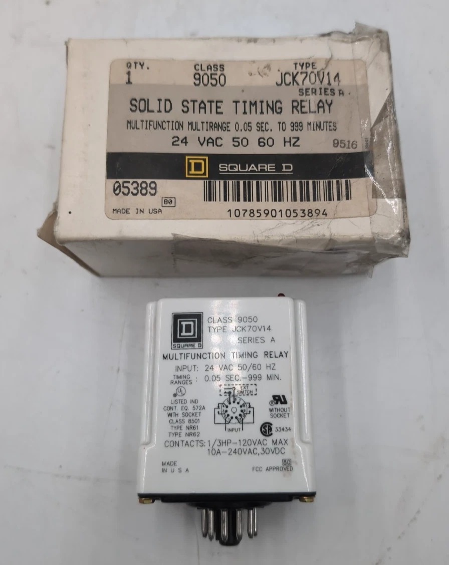 Square D #9050JCK70V14, Relé temporizador de estado sólido 0.05-999 Minutos, NUEVO
