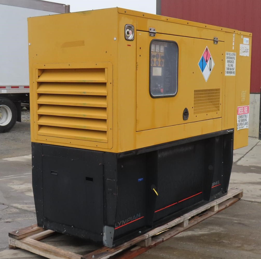 60 KW Olympian #D60P4S, diesel generator set, Perkins engine, 120/240 Volts, 1 phase, 250 A, 1800 RPM