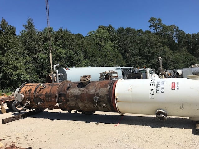 55.2" x 18' Nooter, 317L Stainless Steel Tray Column, (5) trays, 50 psi/FV @ 302°F, (2) 24" manways, skirt