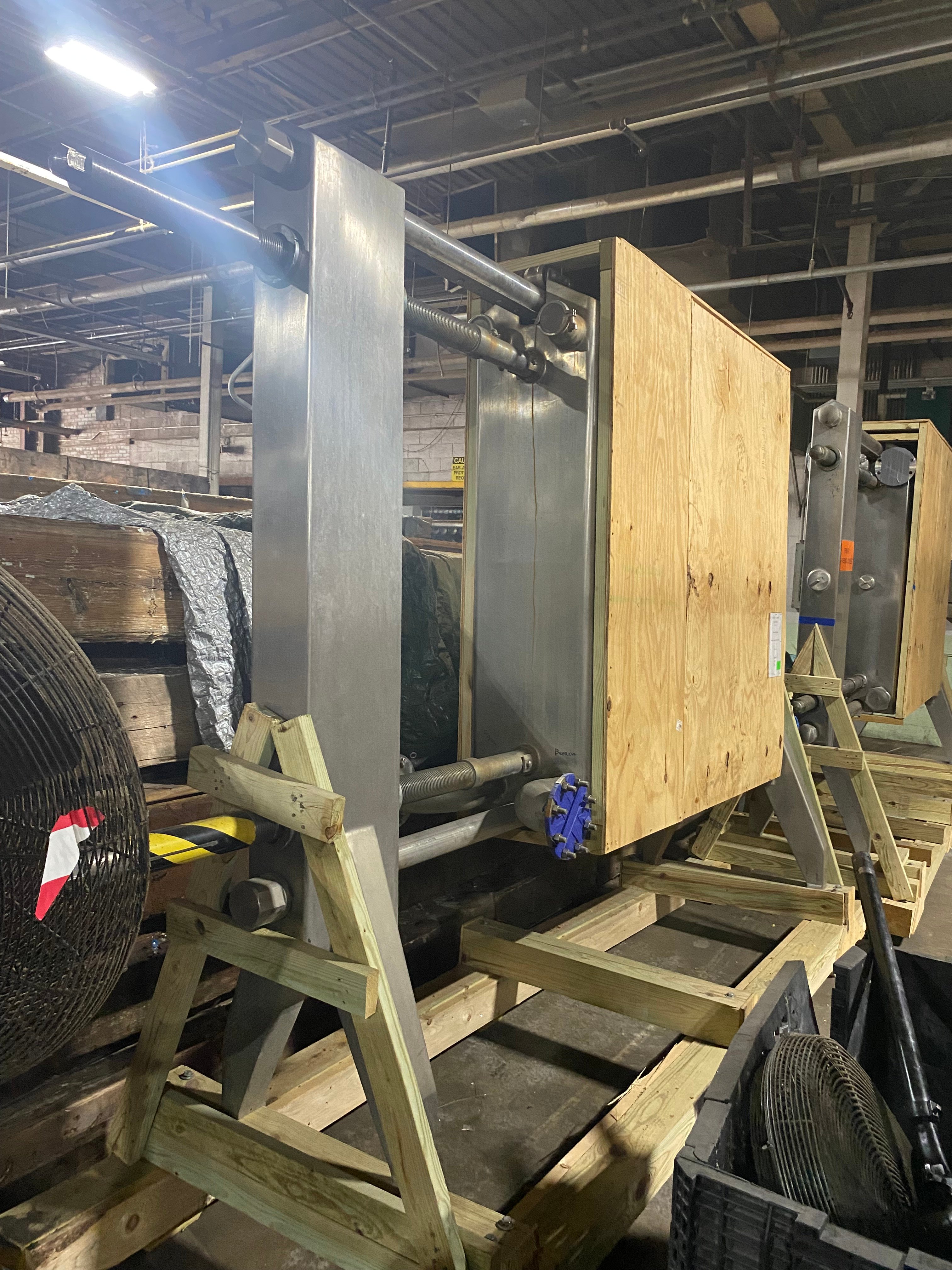 APV #R-51, Stainless Steel Plate Heat Exchanger, 16" x 72" plate bundle, 150" L x 34" width x 90" H (2