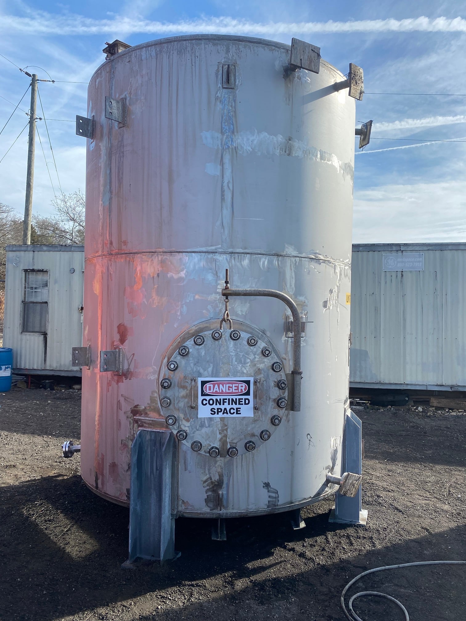 4000 gallon CMW, 316 Stainless Steel Vertical Storage Tank, 96" diameter x 128" straight side, flat top &