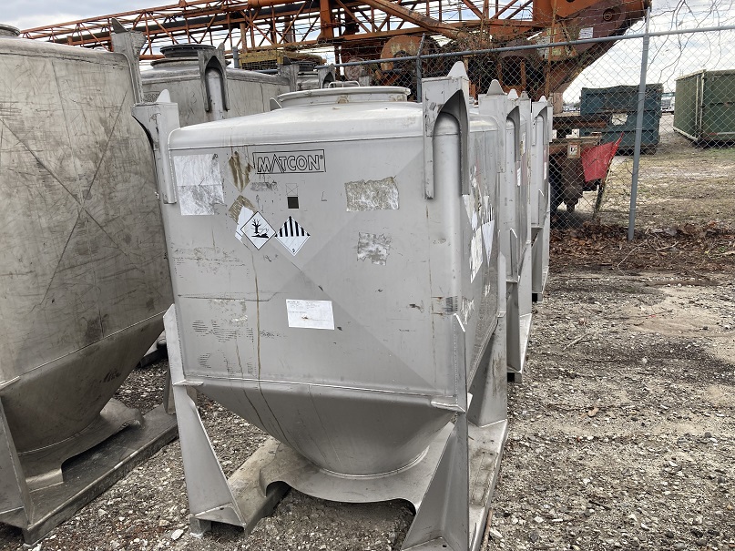 54 cu.ft. Matcon, 316L Stainless Steel Dry Powder Tote Bin, 42" w x 42" d x 38" straig, cone valve discharge