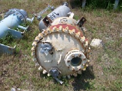 50 gallon Pfaudler, Glass Lined Vacuum Receiver, 24" diameter x 28" deep, 25 psi @ 650°F, clamp top, sight