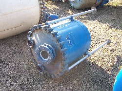 50 gallon Pfaudler, Glass Lined Tank, Vertical, 24" diameter x 28.75" deep, clamp top, 2" bottom drain, on