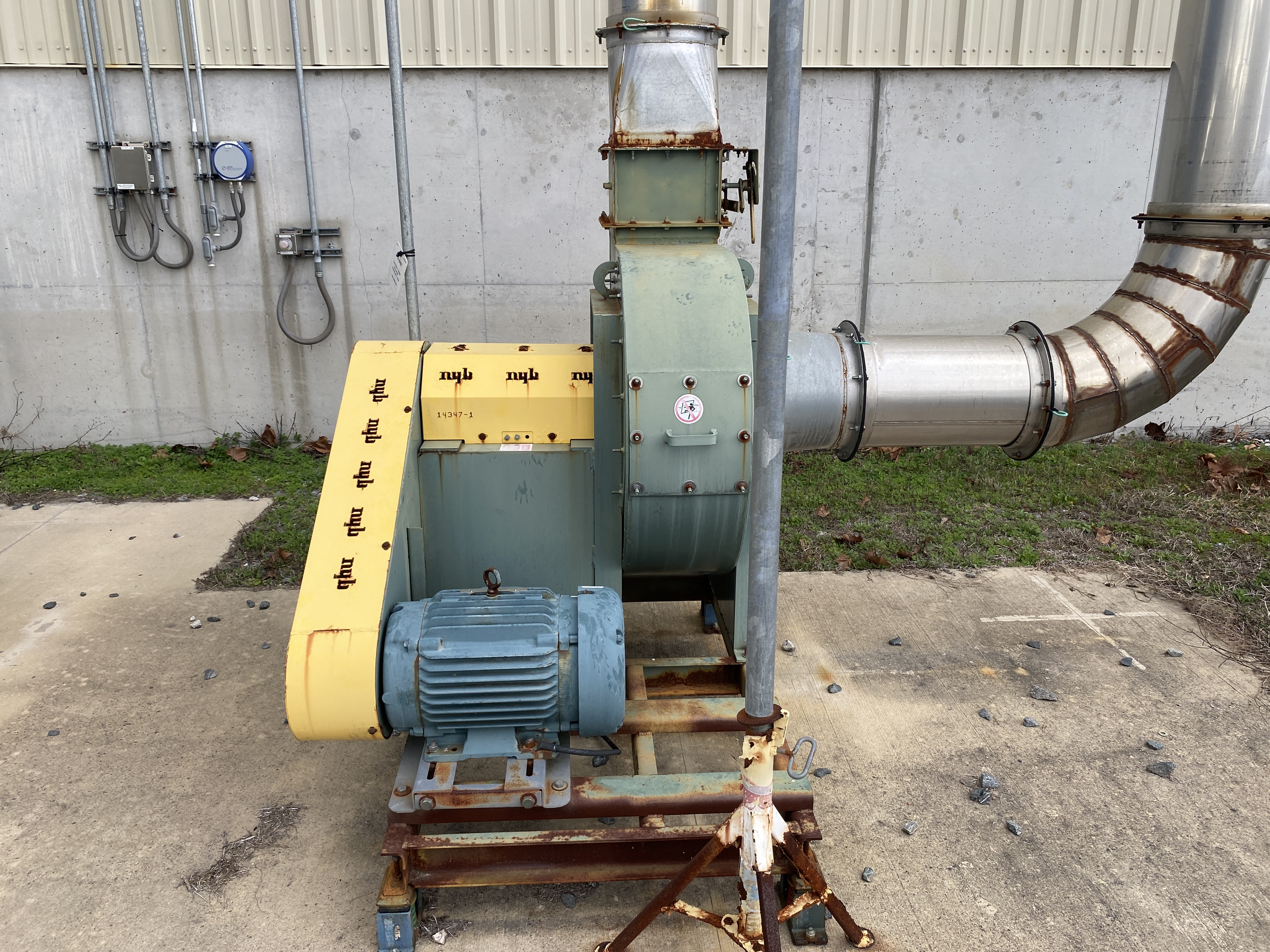 Ventilador industrial general de 4000 cfm, New York Blower, Serie 20, rodete de acero inoxidable 316, 5" SP