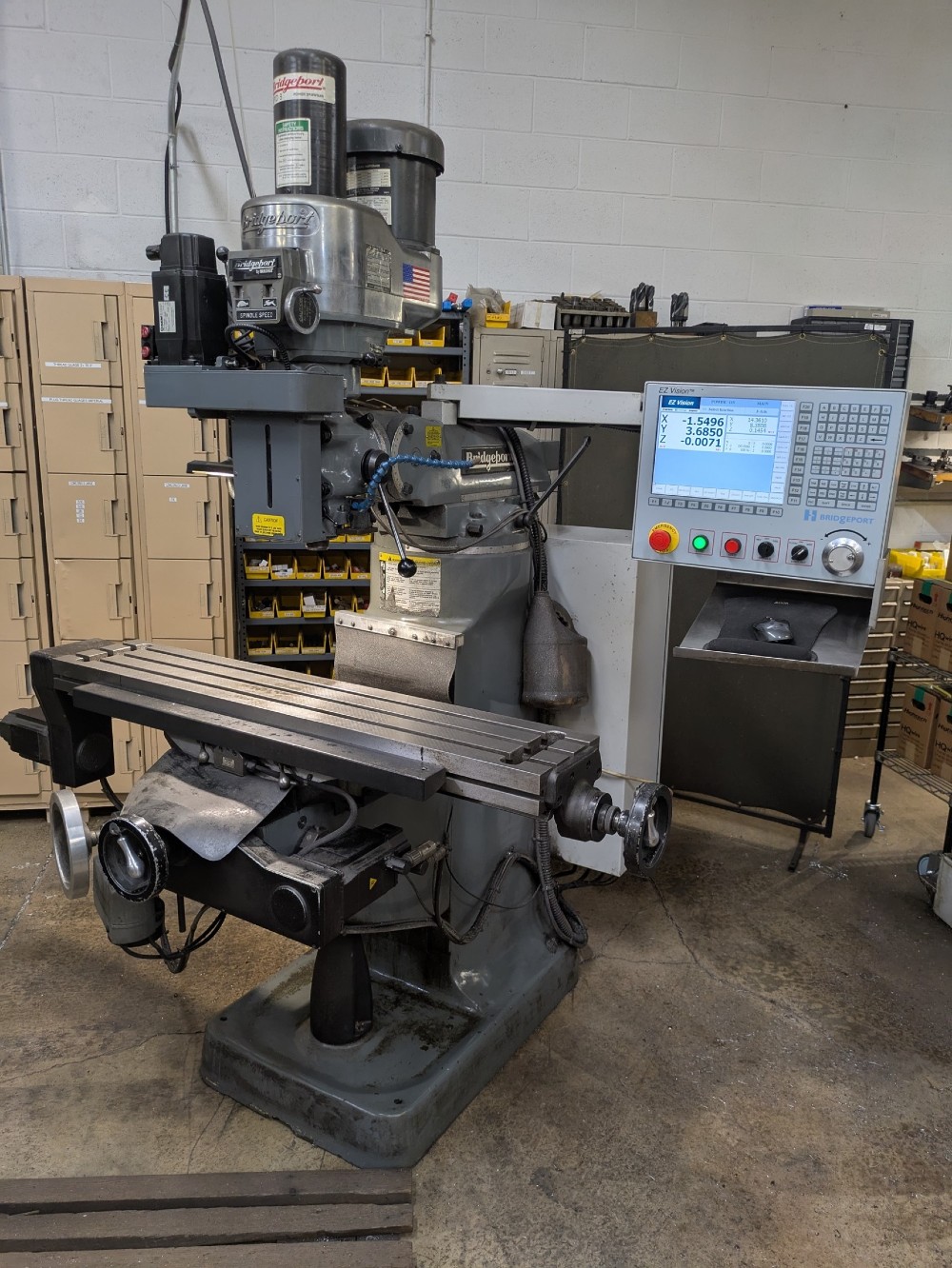 Bridgeport #EZ-Vision, 3-Axis CNC knee mill, 9" x 48" table, 2 HP, 30" X, 12" Y, 16" knee, 5" quill, 60-4200
