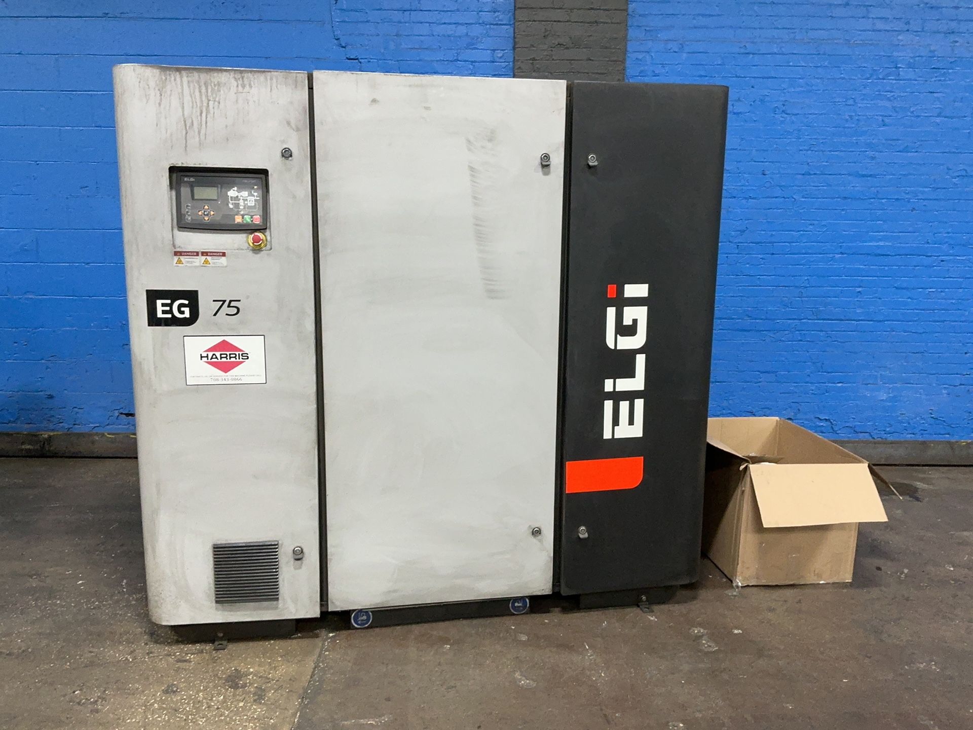 125 PSI, Elgi #EG-75-125, Rotary Screw Air Compressor, 100 HP, Elgi Neuron digital read out, 208-230/460 V.